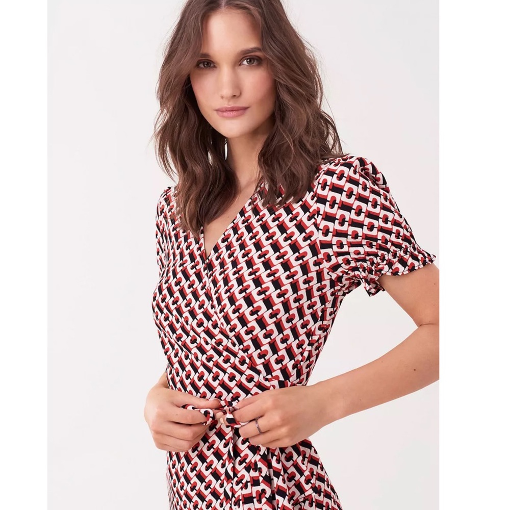 Diane Von Furstenberg Emilia Crepe Mini Wrap Dress - Picture 3 of 10